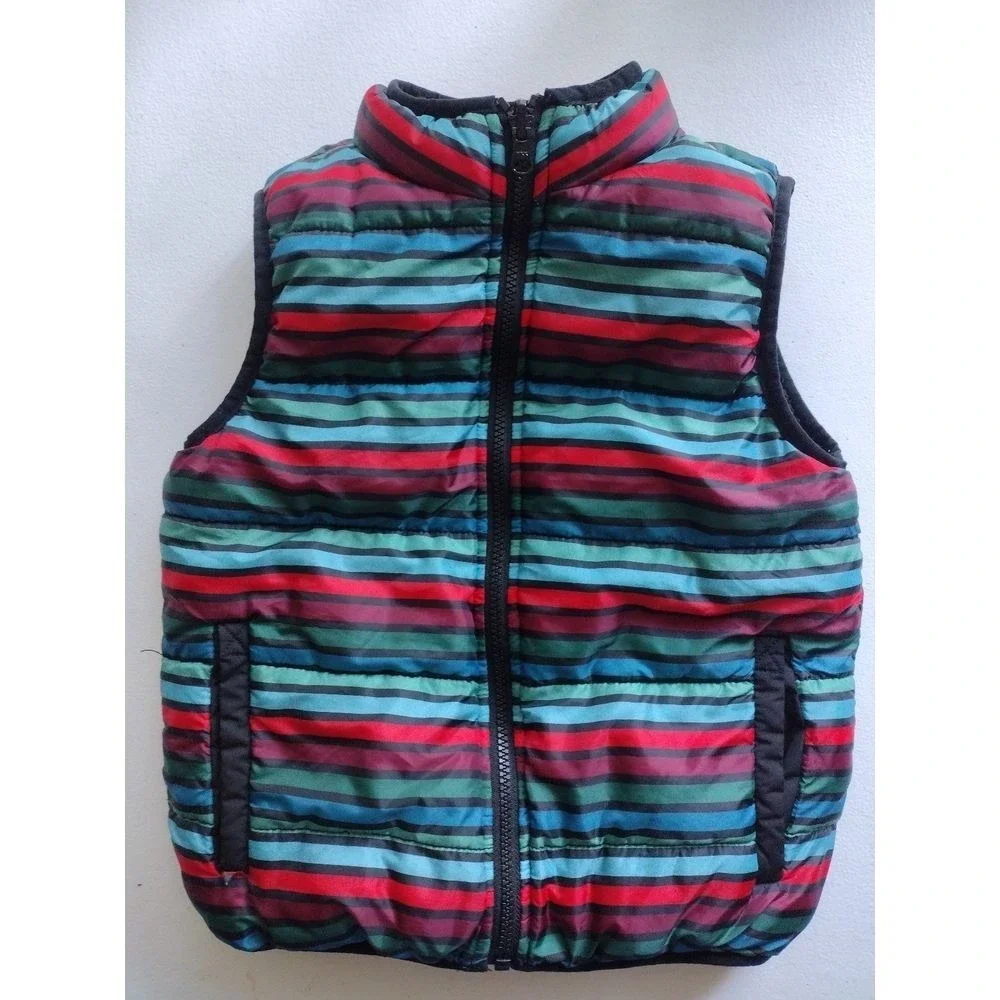 Gymboree Kids Puffer Vest Striped Fleece Lined Size S‎ 5-6 Years